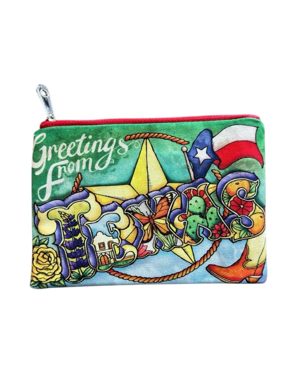 Brighton Greetings From Texas Postcard Travel Pouch Makeup Bag Western New